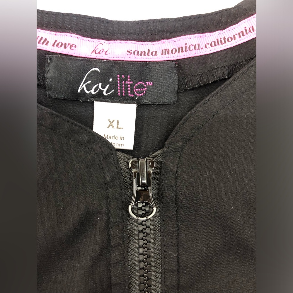 koi Black Bomber Jacket with Pink Top - Picture 10 of 12